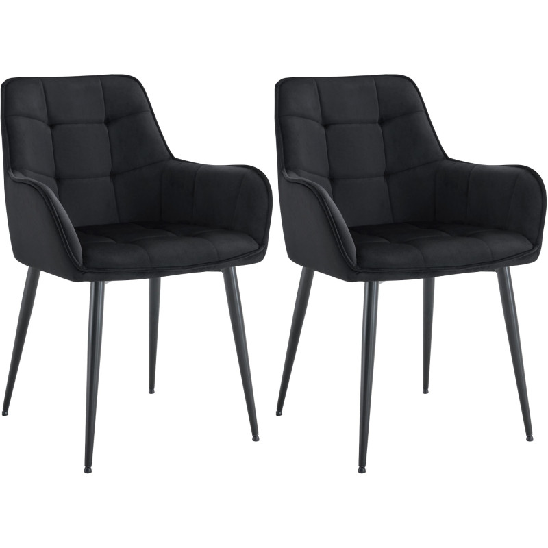 Ensemble de 2 chaises de salle à manger Ferndale en velours noir