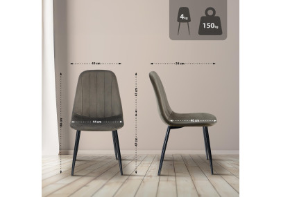 Chaise de salle à manger Baxter en velours anthracite