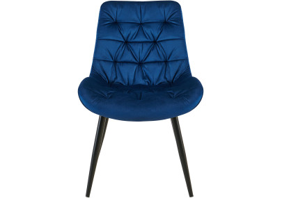 Chaise de salle à manger Rossford, velours, bleu foncé