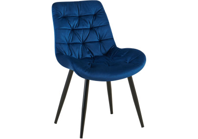 Chaise de salle à manger Rossford, velours, bleu foncé