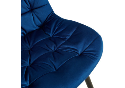Chaise de salle à manger Rossford, velours, bleu foncé