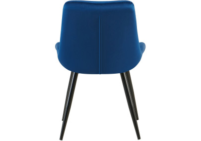 Chaise de salle à manger Rossford, velours, bleu foncé