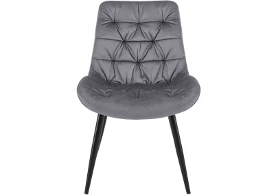 Chaise de salle à manger Rossford, velours, gris foncé