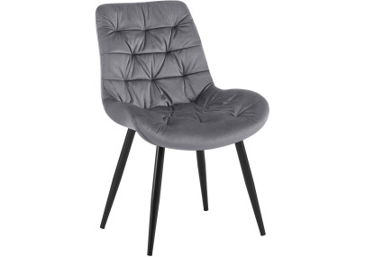 Chaise de salle à manger Rossford, velours, gris foncé