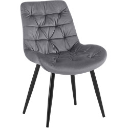 Chaise de salle à manger Rossford, velours, gris foncé