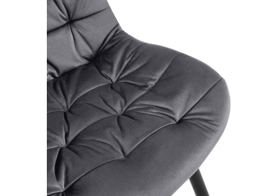 Chaise de salle à manger Rossford, velours, gris foncé