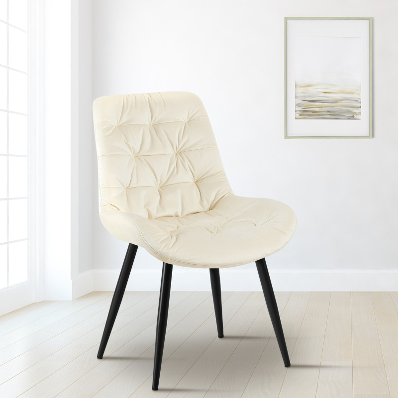 Chaise de salle à manger Rossford en velours crème