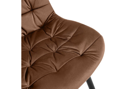 Chaise de salle à manger Rossford, velours, marron