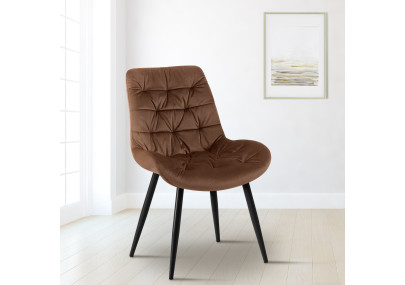 Chaise de salle à manger Rossford, velours, marron