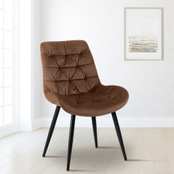 Chaise de salle à manger Rossford, velours, marron