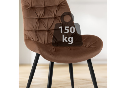 Chaise de salle à manger Rossford, velours, marron