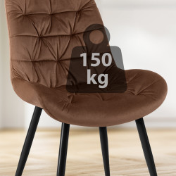 Chaise de salle à manger Rossford, velours, marron