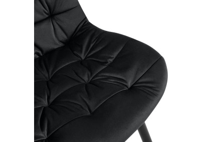 Chaise de salle à manger Rossford, velours, noire