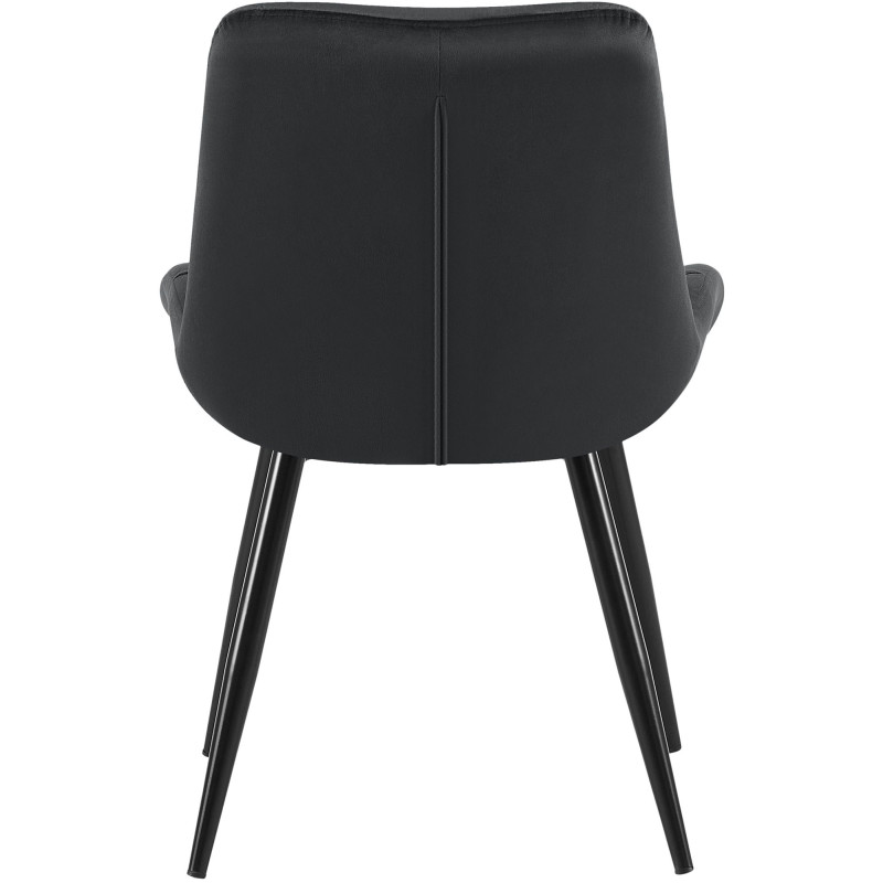 Chaise de salle à manger Rossford, velours, noire