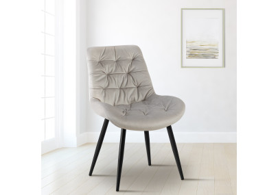 Chaise de salle à manger Rossford, velours gris