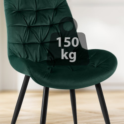 Chaise de salle à manger Rossford, velours, verte