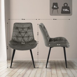 Chaise de salle à manger Rossford en velours anthracite