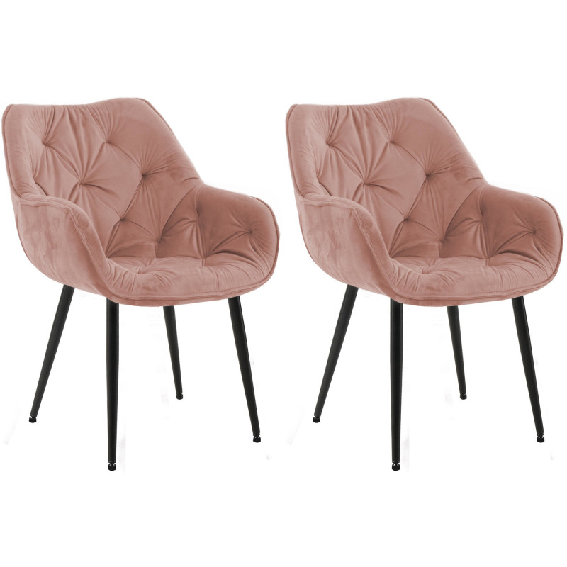 Ensemble de 2 chaises Tanna en velours rose