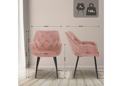 Ensemble de 2 chaises Tanna en velours rose