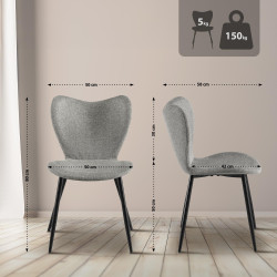 Chaise de salle à manger Maika, tissu gris