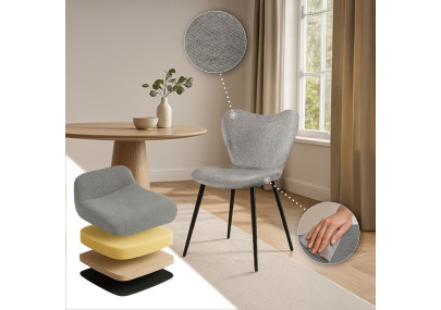 Chaise de salle à manger Maika, tissu gris