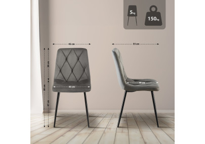 Chaise de salle à manger Clairton en velours anthracite