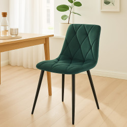 Chaise de salle à manger Clairton, velours vert foncé