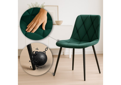 Chaise de salle à manger Clairton, velours vert foncé