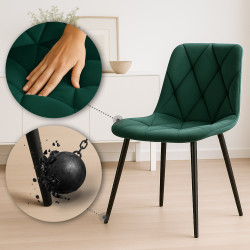 Chaise de salle à manger Clairton, velours vert foncé