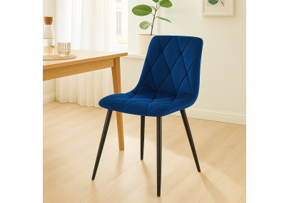 Chaise de salle à manger Clairton, velours, bleu foncé