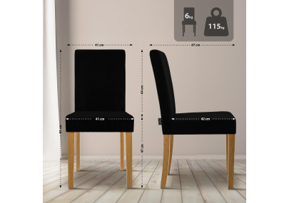 Chaise de salle à manger Ina Cord noir clair antique