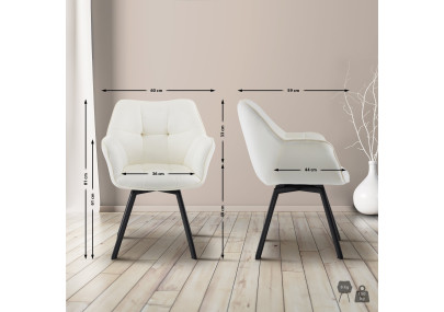 Chaise de salle à manger Jordi, velours, crème