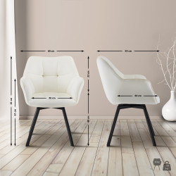 Chaise de salle à manger Jordi, velours, crème