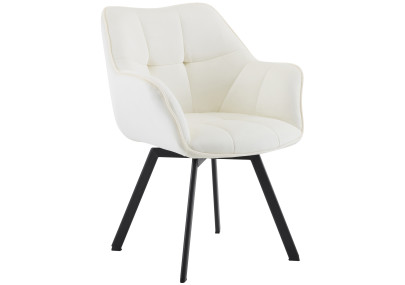 Chaise de salle à manger Jordi, velours, crème
