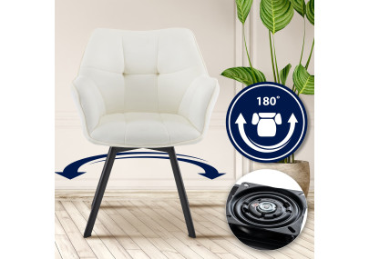 Chaise de salle à manger Jordi, velours, crème