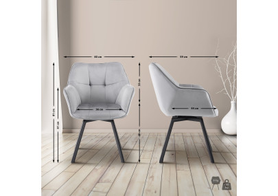 Chaise de salle à manger Jordi, velours gris foncé