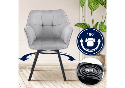 Chaise de salle à manger Jordi, velours gris foncé