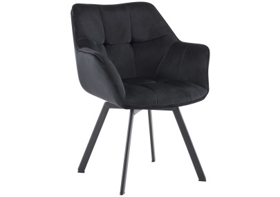 Chaise de salle à manger Jordi, velours noir
