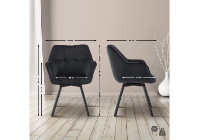 Chaise de salle à manger Jordi, velours noir