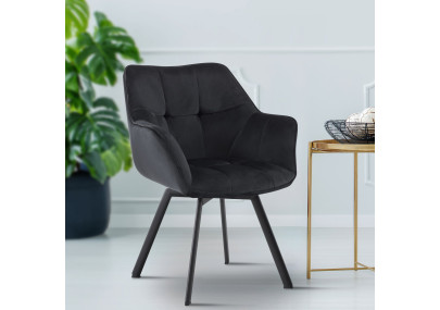 Chaise de salle à manger Jordi, velours noir