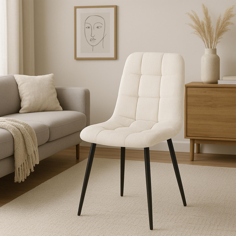 Chaise de salle à manger Antibes Cord crème