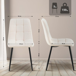 Chaise de salle à manger Antibes Cord crème