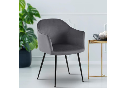 Chaise de salle à manger Jaysie, velours, gris foncé