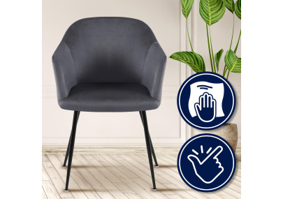 Chaise de salle à manger Jaysie, velours, gris foncé