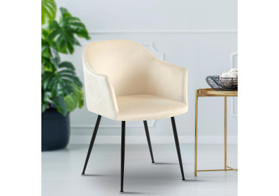 Chaise de salle à manger Jaysie, velours, crème
