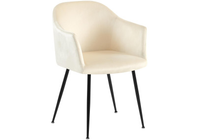 Chaise de salle à manger Jaysie, velours, crème