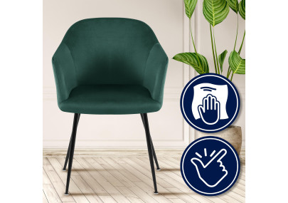 Chaise de salle à manger Jaysie, velours vert foncé