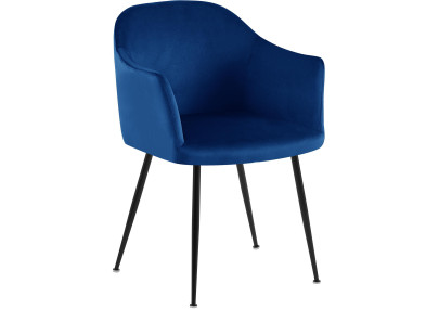 Chaise de salle à manger Jaysie, velours, bleu foncé
