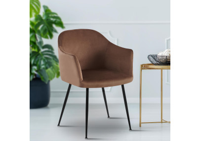 Chaise de salle à manger Jaysie, velours, marron