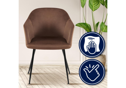 Chaise de salle à manger Jaysie, velours, marron